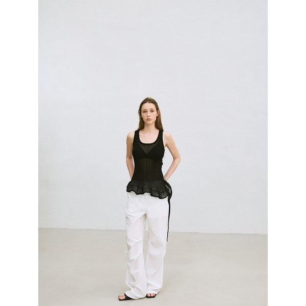 asymmetric frill knit top (black)