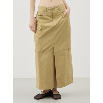 시티브리즈 코튼 포켓 롱 스커트_BEIGE