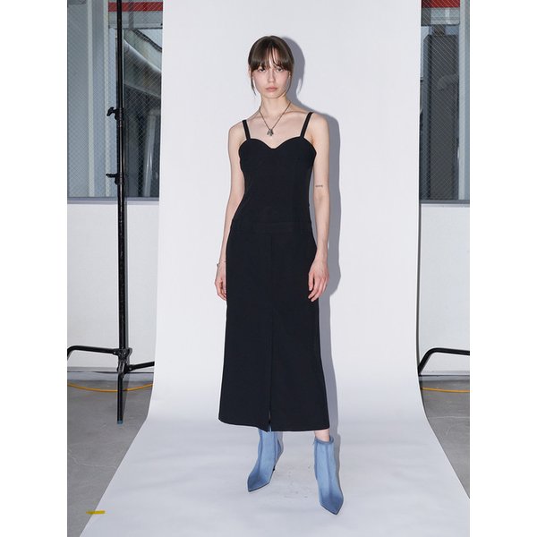 뷔스티에 로우 원피스_블랙