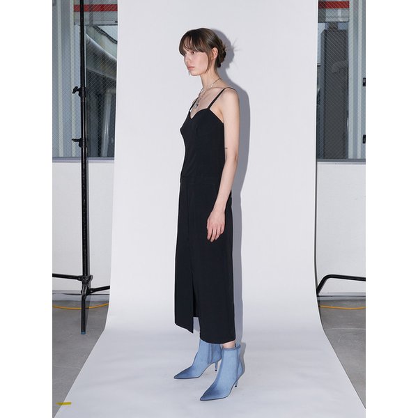 뷔스티에 로우 원피스_블랙