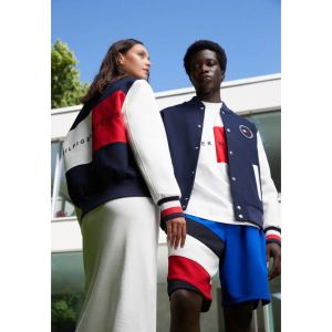 타미힐피거 한정판 남녀공용 HILFIGER 팀 바시티 봄버 자켓 데저트 스카이