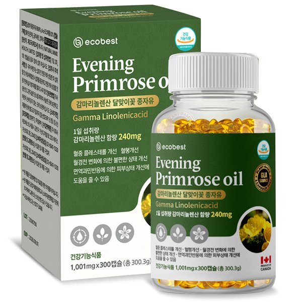 감마리놀렌산 달맞이꽃종자유 300캡슐 5개월분 여성 GLA 240mg