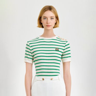 MARTINE GOLF [정상가 198000원]여성 스트라이프 라운드셔츠 그린 (QW0DKS20222)