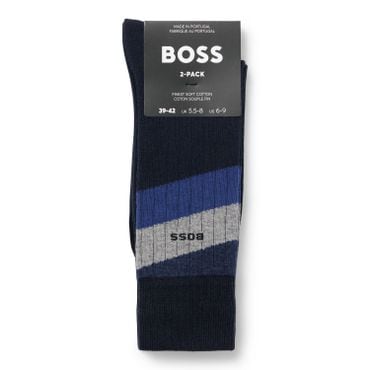 BOSS [30프로 할인][FA23] 컬러 블록 양말 2족 세트 다크 블루(50495966401)