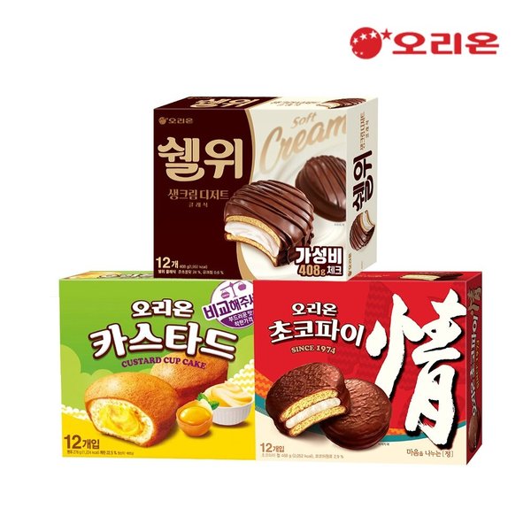 쉘위 클래식 12P(408g)+카스타드 12P(276g)+초코파이 12P