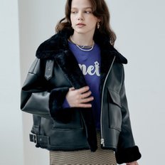 에코퍼 오버핏 레더 무스탕 자켓 (MET eco-fur classy crop shearling mustang)