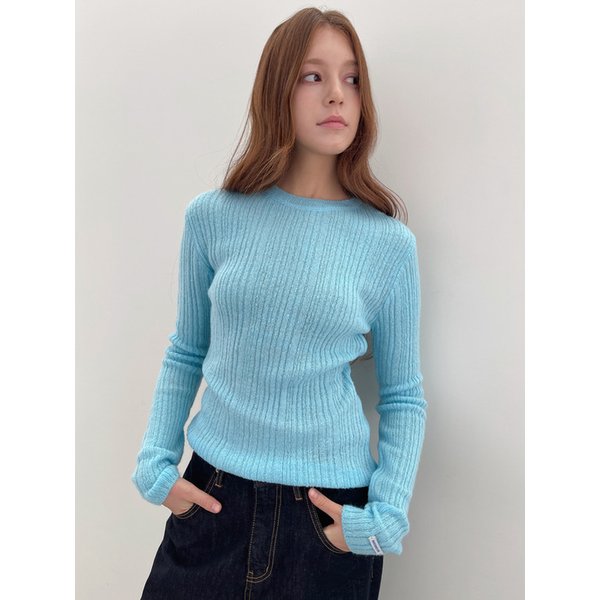 Mohair Ribbed Knit_Aqua Blue
