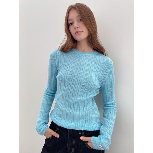 Mohair Ribbed Knit_Aqua Blue