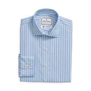 4541735 Brooks Brothers x Thomas Mason Regular Fit Stripe Cotton  Linen Dress Shirt