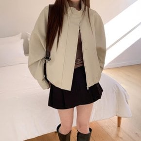 여성 빅사이즈 탱크 인조가죽 스탠드넥 블루종 재킷