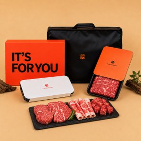 [에브리육] 1++ 한우 6종 선물세트 1호 1.2kg (꽃등심200g+채끝200g+차돌200g+갈비살200g+불고기200g+국거리200g/고급보냉 패키지)