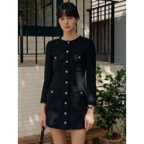 블랙 라일리 트리밍 트위드 드레스 / BLACK RILEY TRIMMED TWEED DRESS