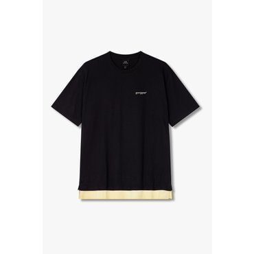 ARMANI EXCHANGE AX 남성 배색 레이어드 헴 코튼 티셔츠- 블랙(A415130027)