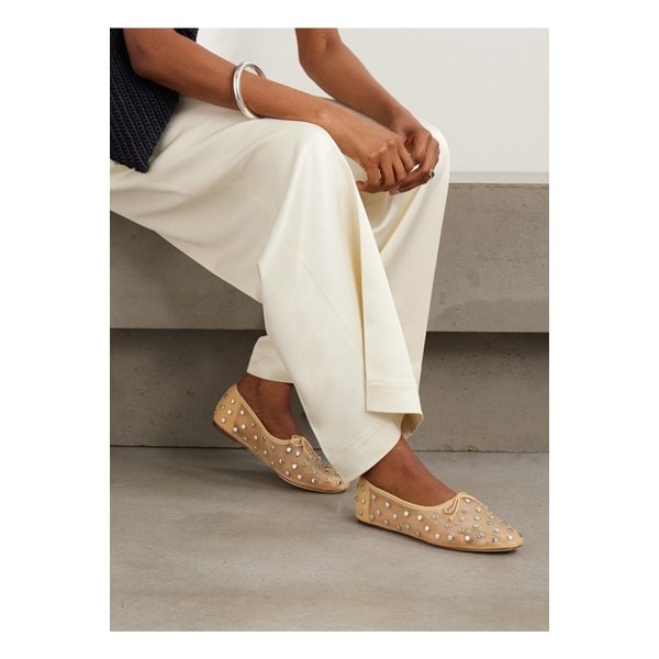 로플러 랜달 랜던 장식 메쉬 발레리나 플랫 슈즈 베이지 46376663162925943