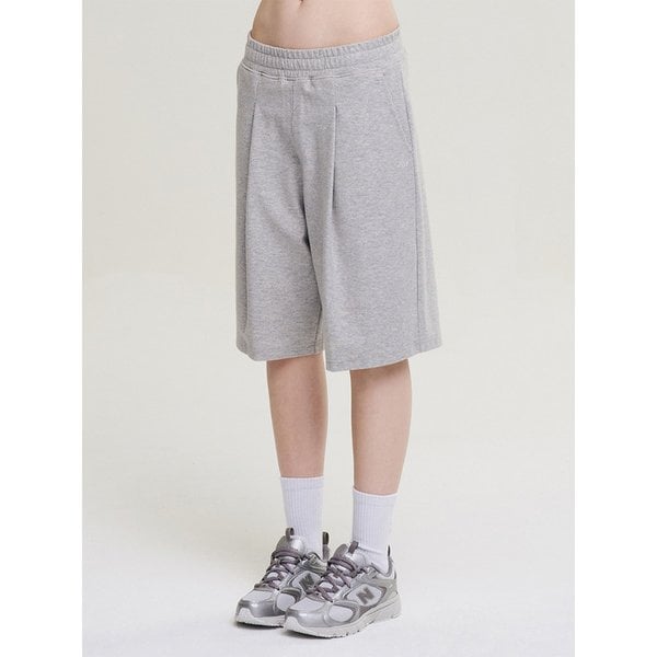 원턱 자이언트 핏 프레시 버뮤다 팬츠 W 멜란지그레이