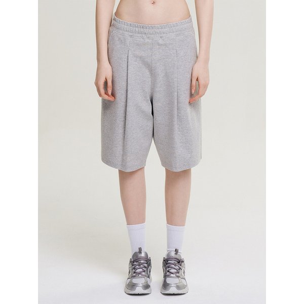 원턱 자이언트 핏 프레시 버뮤다 팬츠 W 멜란지그레이