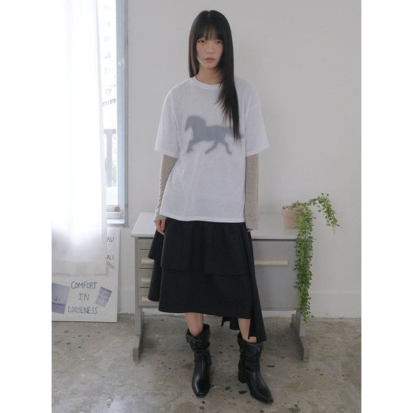 Horse Blur T-Shirt_WHITE