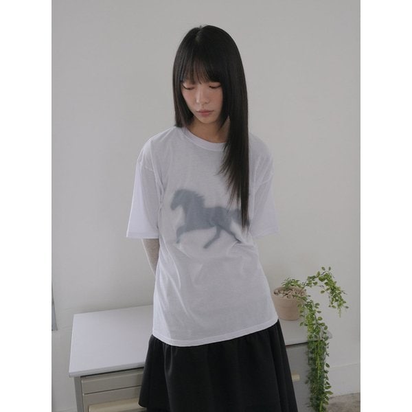 Horse Blur T-Shirt_WHITE