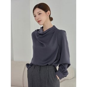 NECK DRAPE BLOUSE CHARCOAL 넥 드레이프 블라우스 차콜