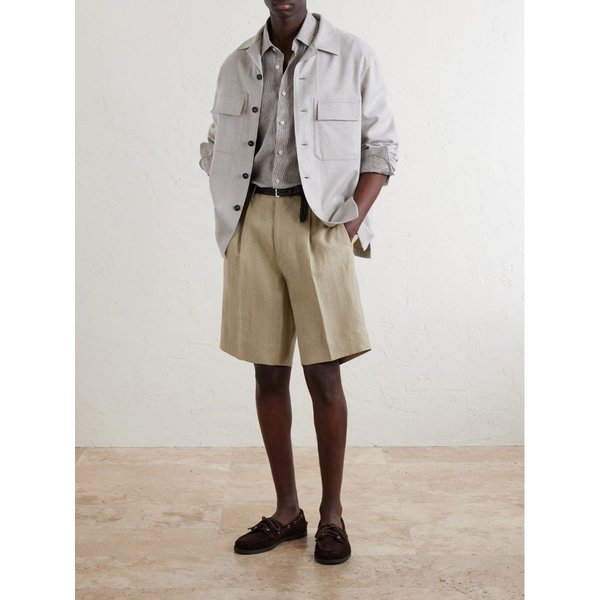 스트레이트 레그 플리츠 리넨 쇼츠 46376663163019158