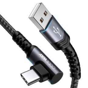 USB2.0 to C타입 꺾임 고속충전 케이블 0.5M WU5171-0.5M 한쪽90도 꺽임 나일론재질 WU5171-0.5M