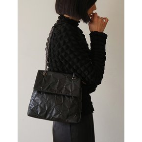 Lozenge Studded Bag Small Midnight Black