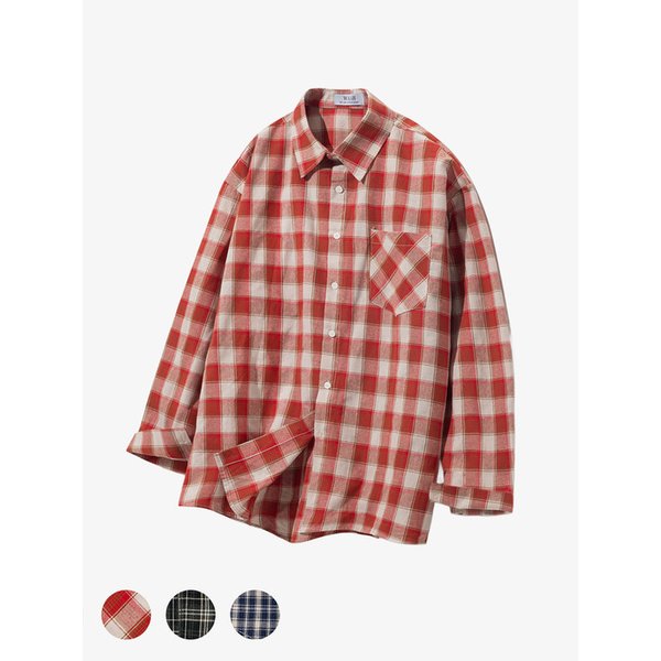 MS001 OVERFIT CHECK SHIRT_RED