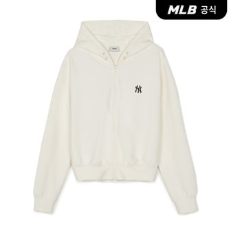 MLB [코리아공식] 여성 베이직 럭슬레저 크롭 후드집업 NY (Cream)