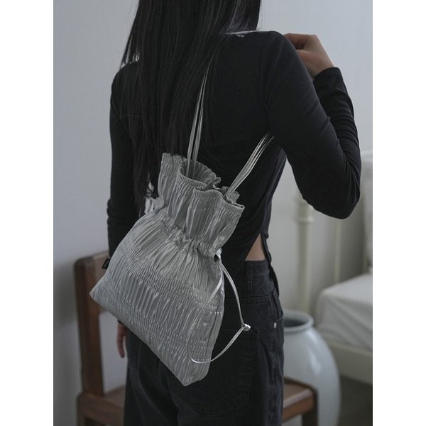Crinkle Shoulder Bag Silvery Silver