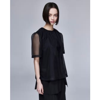 송지오 [파주점] [송지오우먼]송지오 오간자 레이어드 블라우스 블랙 WH3TP306BK
