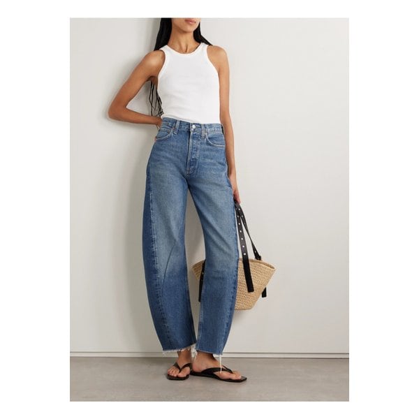 루나 프레이 하이라이즈 배럴 진 미드 데님 46376663162898690