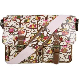  영국 미스룰루 크로스백 MISS LULU RETRO VINTAGE OWL LEAVES BUTTERFLY OILCLOTH OR CANVAS LAD