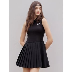 pleate mini dress black