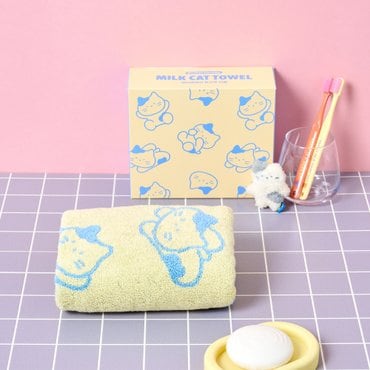 BUTTER(버터) [버터샵] 올데이 만세 밀크캣 핸드타올 2PCS 34x34 블루