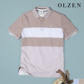 블록 배색 반팔 카라 티셔츠 (ZPD2TT1803)