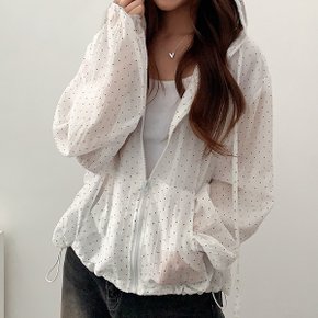 모리걸 도트 시스루 바람막이 후드 점퍼 바람막이2color