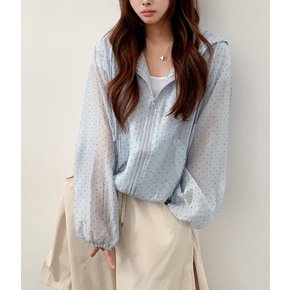 모리걸 도트 시스루 바람막이 후드 점퍼 바람막이2color