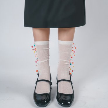 미민 [선물포장]미민 도트플라이 니삭스 타이즈 4colors