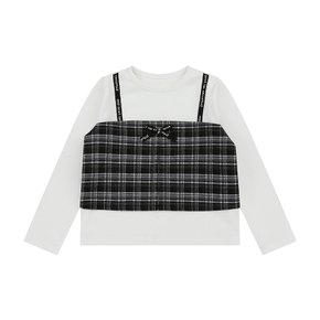 아이보리 체크 뷔스티에 티(T55KAT050)