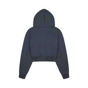 YK APPLIQUE CROP HOOD ZIP UP-CHARCOAL