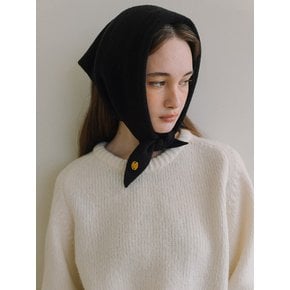 Basic Wool Knit Scarf - Black