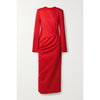 더로우 Lucienne Ruched Wool-blend Midi Dress 레드 1647597282926062