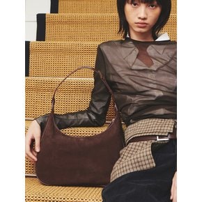 Twin Hobo Bag Dark Brown Suede