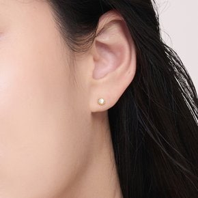 순금 한쪽 귀걸이 24K 미니 화이트 큐빅 밀그레인
