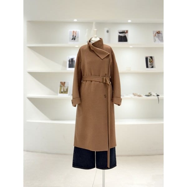 [여주점] 여성 캐시미어 블렌디드 하이넥 롱 코트 (L254MSH514)