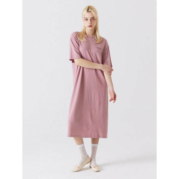 디지털 플라워 롱 원피스 인디핑크