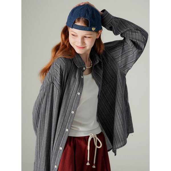 플루터 스트라이프 셔츠 다크네이비 HSLS7804