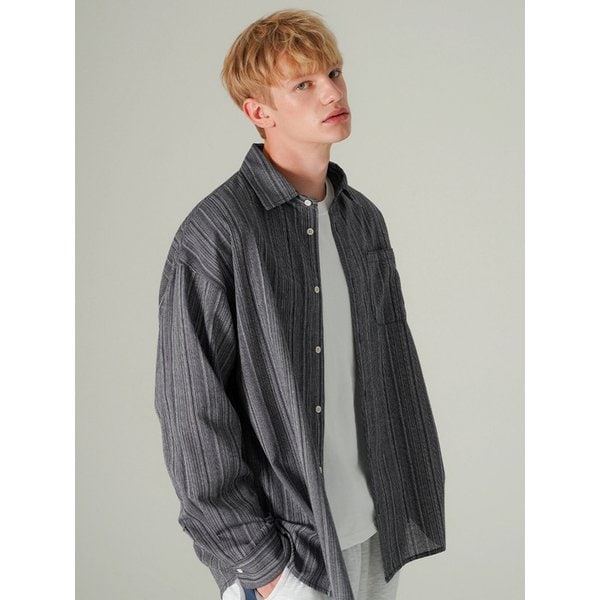 플루터 스트라이프 셔츠 다크네이비 HSLS7804