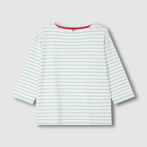 여 코튼 스트라이프 7부 티셔츠 J116101037045