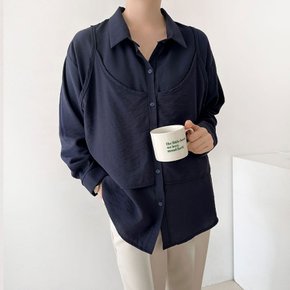 66~110 나시 레이어드 셔츠 블라우스 봄 가을 여성 여자 빅사이즈